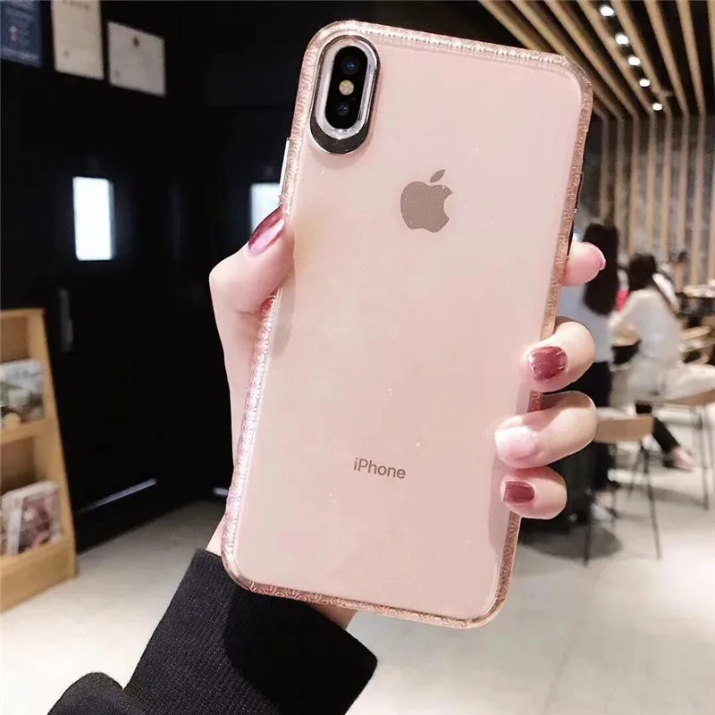 Lovebay Transparent Cases For IPhone X XS MAX XR 8 7 6 6S Plus Soft Luxury Glitter TPU Covers Shockproof Shining Back Shell Capa |
