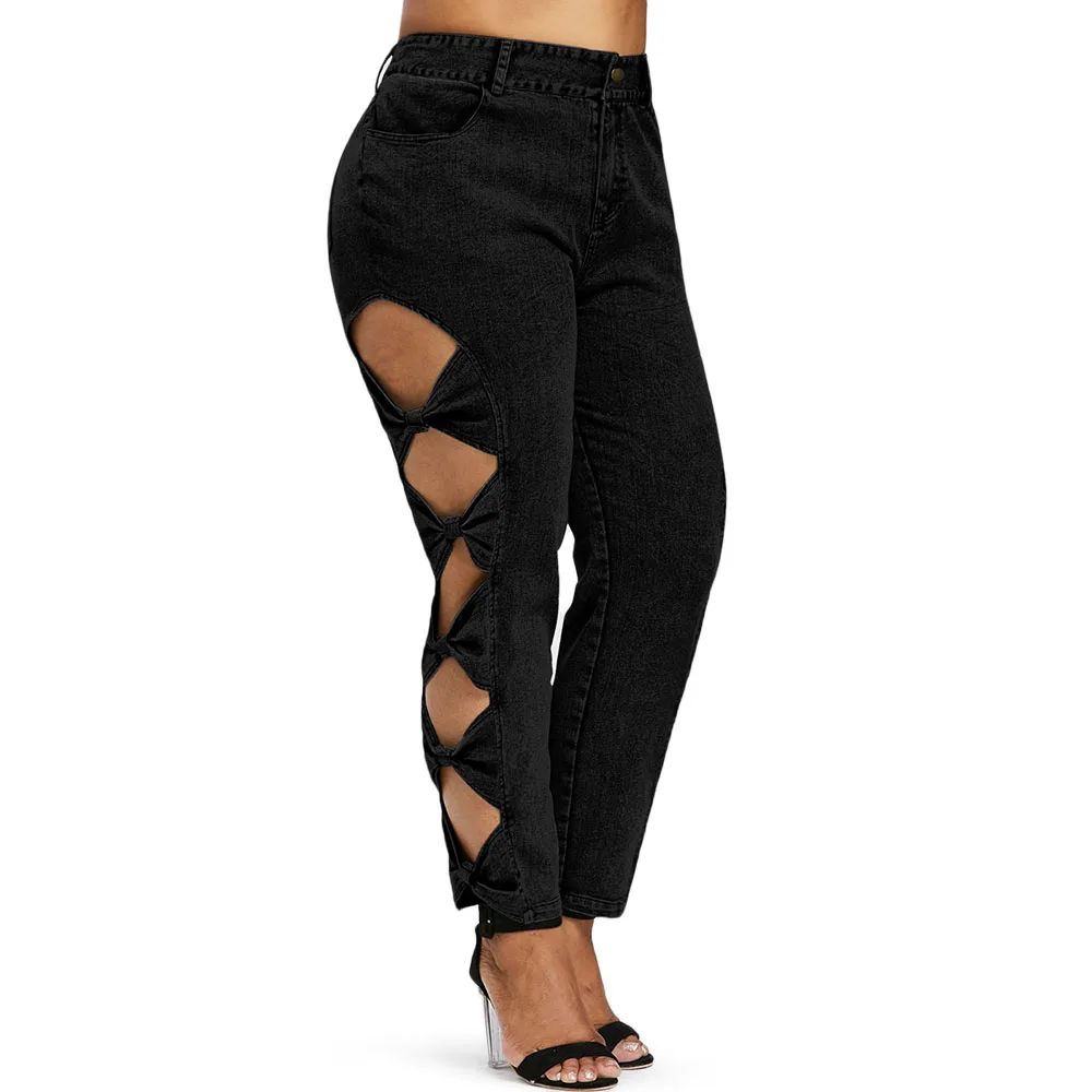 Rosegal/Большие размеры обтягивающие джинсы с высокой талией женские сексуальные
