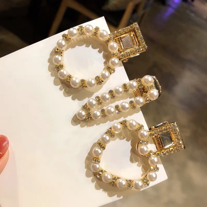 

Новинка, стразы, заколки для волос с жемчугом, заколки для волос в форме сердца, подарочные круглые Женские Геометрические модные милые зако...