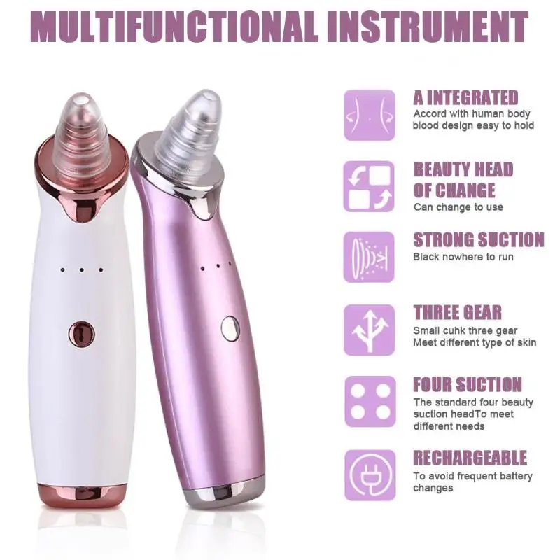 Electric Vacuum Pore Cleaner Blackhead Remover Acne Clean Exfoliating Cleansing Suction USB Rehcargeable Facial Beauty Machine