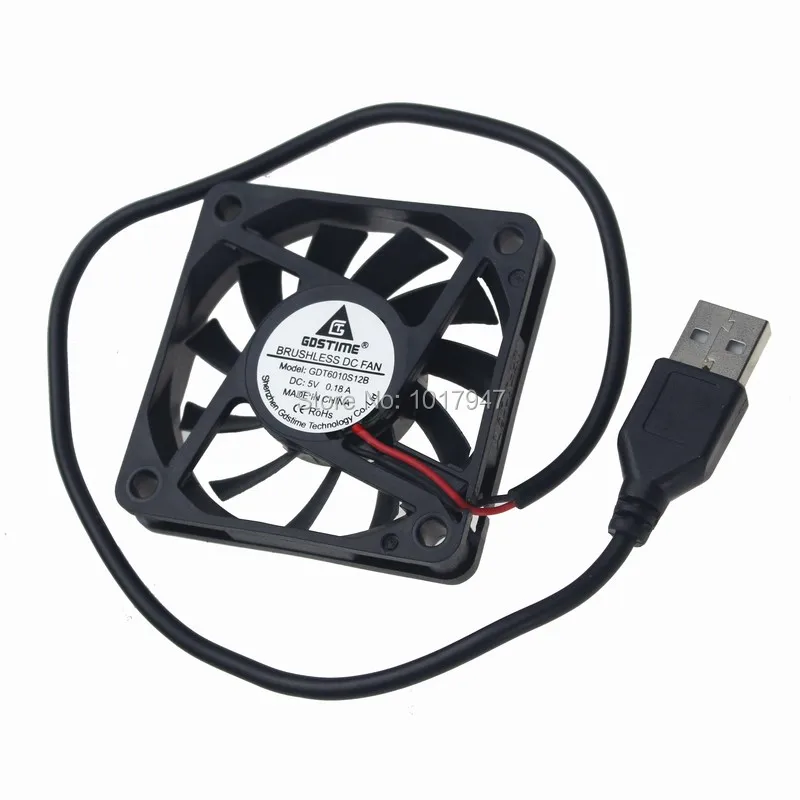 1 шт. вентиляторы Gdstime DC 5 в USB 6010 60 мм x 10 6 см чехол для ПК охлаждающий вентилятор|60mm