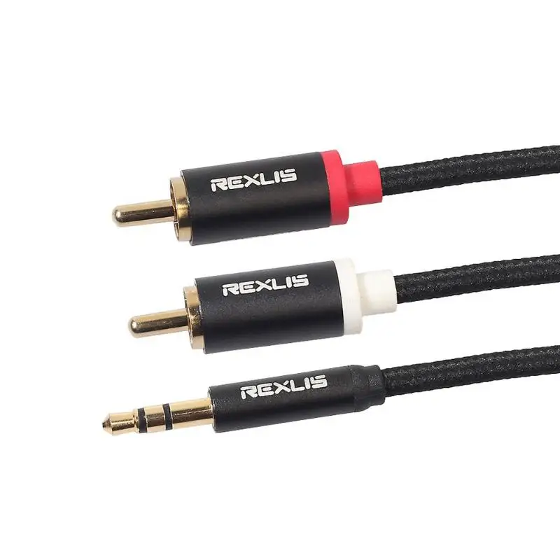 Аудиокабель REXUS RCA со штекером 3 5 мм на 2 Aux хлопковый плетеный провод шнур для