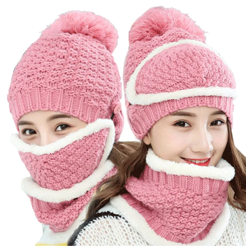 2018 new autumn and winter pullover hat for women The cold cycling warm wool knitting neck suit | Аксессуары для одежды