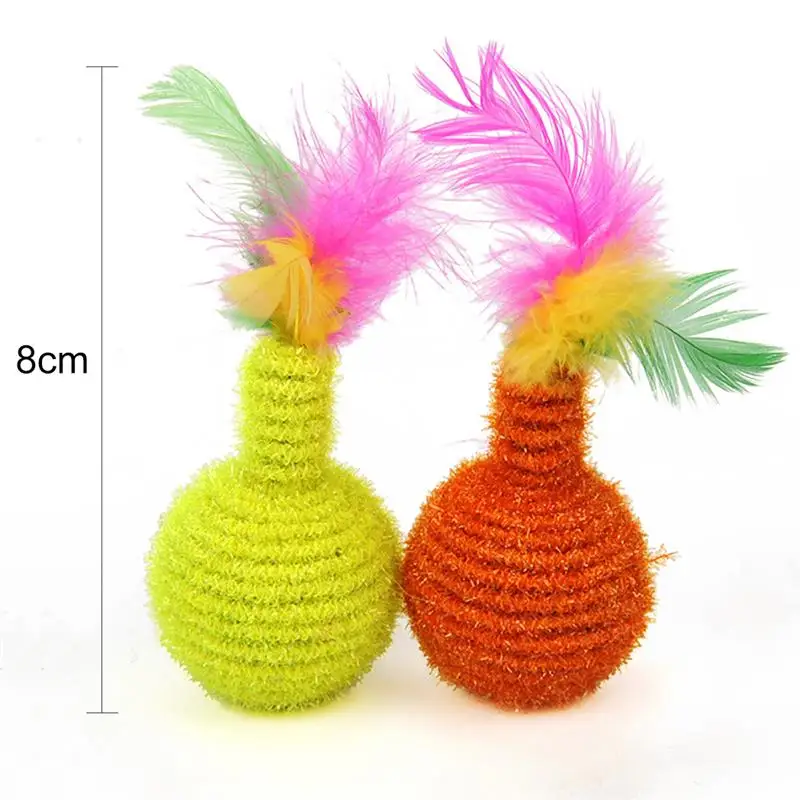 

2pcs Cat Supplies Cat Ball Toys for Puppy Cats Interactive Playing Chew Toy Funny Feather Toys for Pet Cat Training