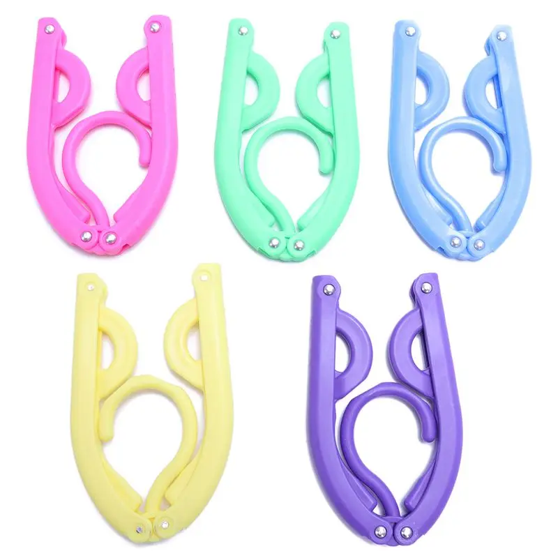 5pcs Portable Travel Outdoor Camping Folding Plastic Clothes Coat Hangers Racks (Random Color) | Дом и сад
