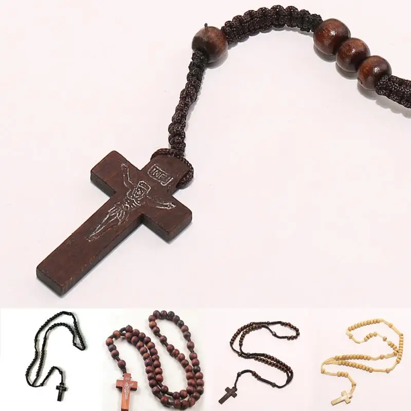 Модный ретро стиль для мужчин и женщин католический Христос деревянные четки