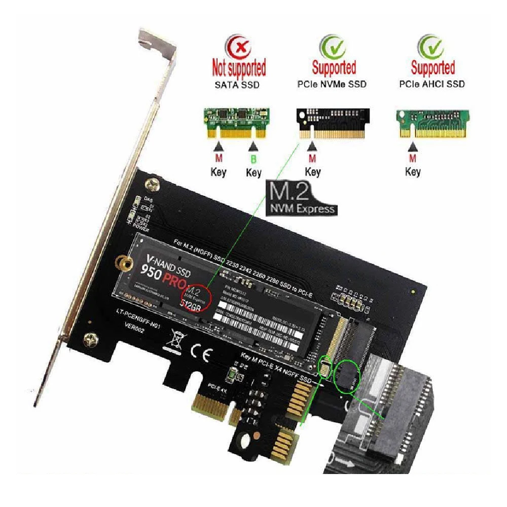 M.2 к PCI-E3.0X4 высокоскоростная карта расширения NVME Riser Card M KEY NGFF SSD конверсионная