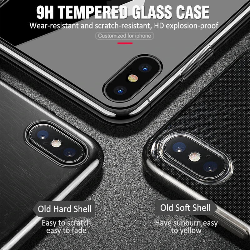 Роскошный стеклянный чехол для iPhone XS MAX XR X 10 ультра тонкий прозрачный Xs с мягким