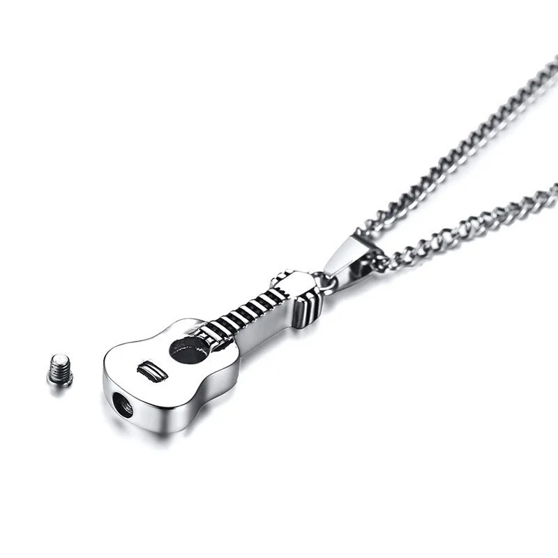 

Vnox Punk Guitar Pendant for Women Men Cremation Keepsake Stainless Steel Necklace Music Lover Gift Ornaments 24" Curb Chain