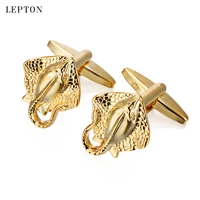 lepton devil fish cufflinks for mens gold black silver color novelty animal cuff links copper fish cufflink gemelos