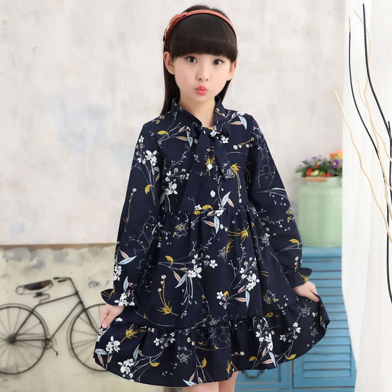 Girl dress autumn 2021fashion children's clothing flower chiffon princess costume 6 8 10 12 years old | Детская одежда и обувь