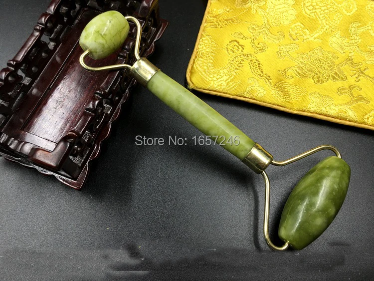 Double Head Green Jade Roller Elliptical Massager Eye Face Neck Facial Slimming Thin face Beauty Health Care Tools for Gift | Дом и сад