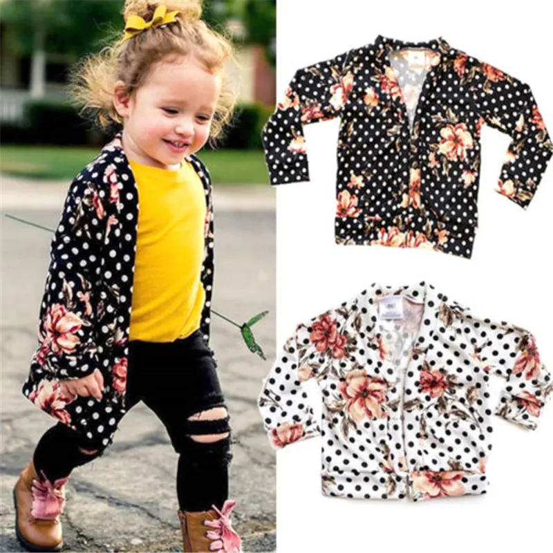 Baby Kids Girl Boho Toddler Cardigan Coat Flower Polka Dot Print Long Sleeve Outwear Tops Autumn Spring Cotton Girls Clothes | Детская