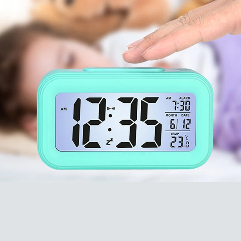 Цифровой ЖК экран мягкий ночник Настольный будильник Дата температурный дисплей
