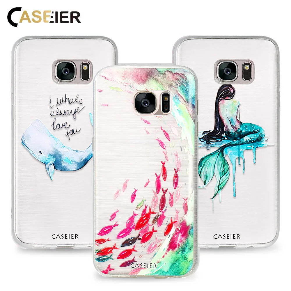 Чехол для телефона с милым узором кита CASEIER для Samsung S6 S7 Edge S8 Plus, мягкий силиконовый, крышки для Note 8.