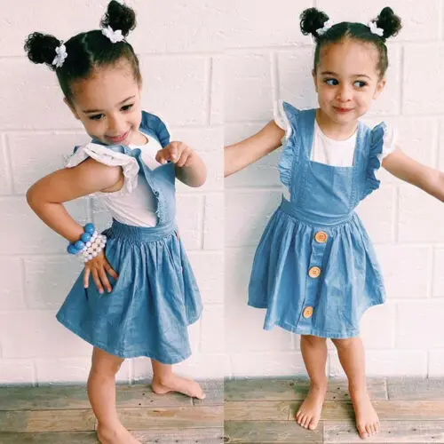2019 Denim Overall Dress Toddler Baby Girls Kid Sleeveless Suspender Party Princess Children Sundress Outfit New | Детская одежда и