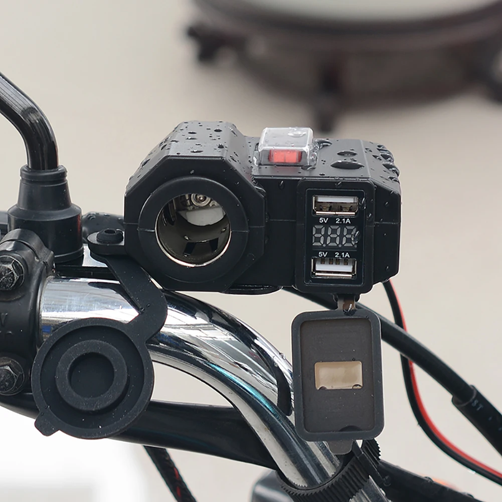 Двойное зарядное устройство USB светодиодный вольтметр розетка для прикуривателя