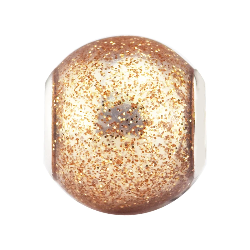 100% 925 Sterling Silver Glitter Ball Charm Rose Golden Enamel Beads Fits Pandora Bracelets for Women DIY Jewelry kralen | Украшения и