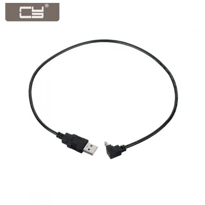 

CYDZ Mini USB 2.0 B Type 5pin Male Down Angled 90 Degree to USB Male Data Cable 0.5M
