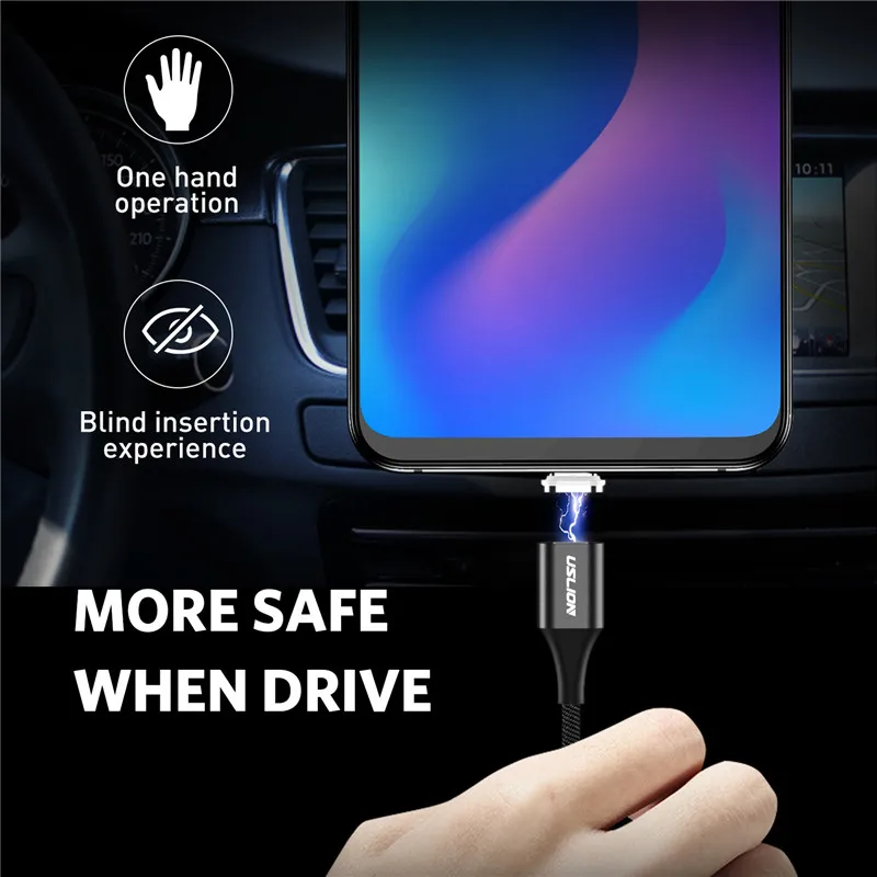 Магнитный кабель USLION Micro usb type C для iPhone 7 6s Быстрая зарядка c магнитное зарядное