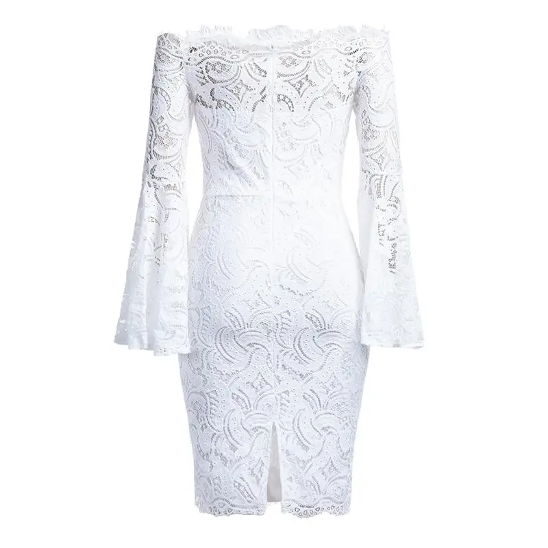 Женское кружевное платье с открытыми плечами Glamaker летнее облегающее