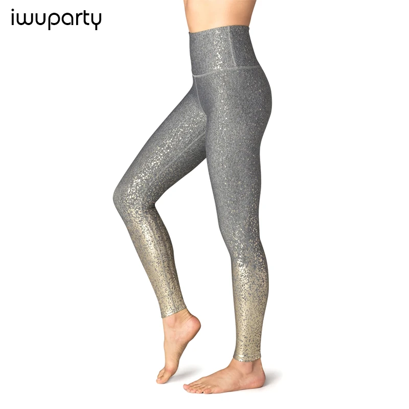 Золотистые спортивные штаны с принтом женские Леггинсы для йоги эффектом пуш ап