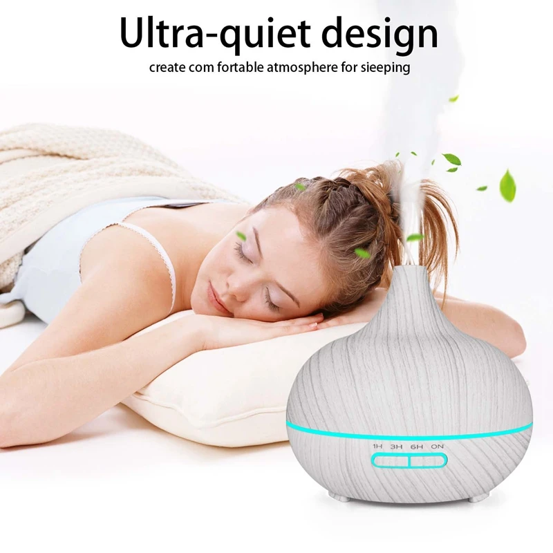 300Ml Electric Humidifier Aroma Oil Diffuser Ultrasonic White Wood Grain Air Purifier With 7 Colors Led Lights For Home Us Plu | Бытовая