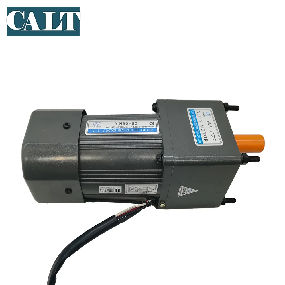 VTV YN90-60 60W 220V ac single phase induction gear motor constant speed selection  3~180 reduction ratio  output speed 50rpm enlarge