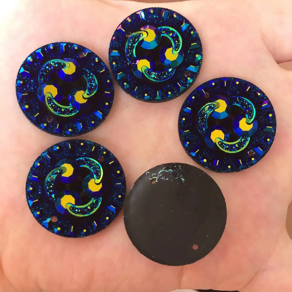 Новые 6 шт AB смолы 25 мм круглый 3d веревка Flatback горный хрусталь свадьба 2 отверстия