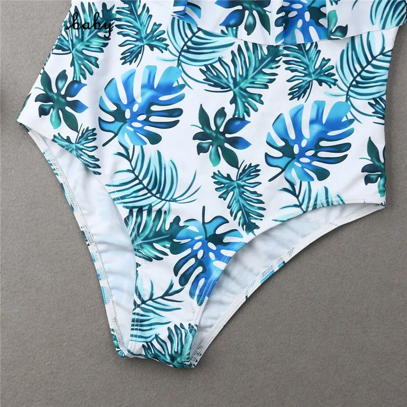 Mommy and Daughter Swimsuits Beach Bikini One Piece Print Ruffles Bathing Suit Family Matching Swimwear Strap Off Shoulder | Спорт и