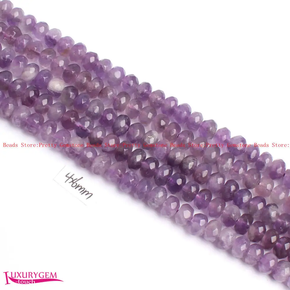 

4x6mm Natural Color Amethysts Stone Faceted Washer Shape Loose Beads Strand 15" Jewelry Making w4367