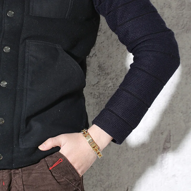 Western Style Men Titanium Steel Cross Scripture Bicycle Chain Bracelet | Украшения и аксессуары