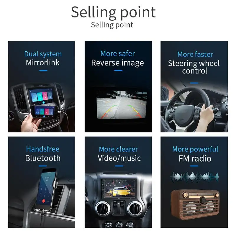 

2 Din MP5 Player For Auto 7 Inch Touch Screen Car Radio Bluetooth Music Video Player Car Audio With USB Support Rear Camera