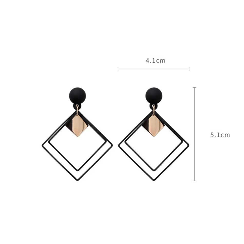 1 пара модные простые геометрические серьги металлические черные Висячие для