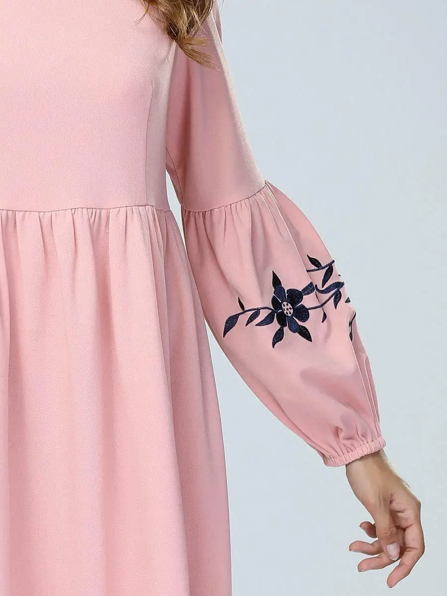 Женское мусульманское платье с цветочным принтом Abaya ТРАПЕЦИЕВИДНОЕ свободное в