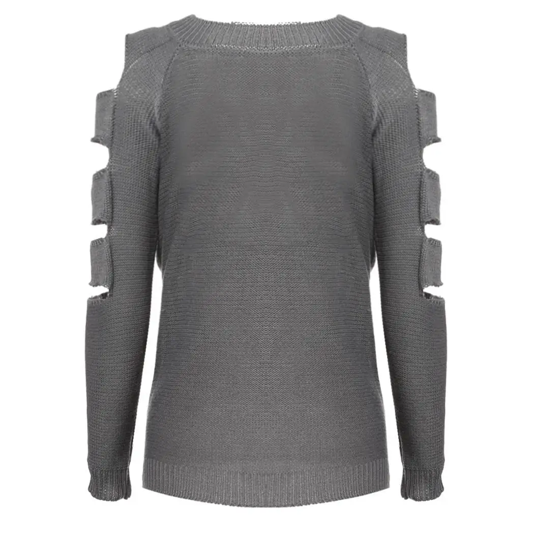 New Fashion Women Long Sleeve Knitting Sweater Hollow Solid Pullover Tops Casual Basic Knitted | Женская одежда