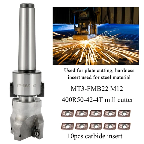 Принтер металла Высокая точность инструмент станка с числовым программным управлением MT3-FMB22 M12, держатель, торцевая фреза, беседка 10 шт карбида вставки для проворачивания
