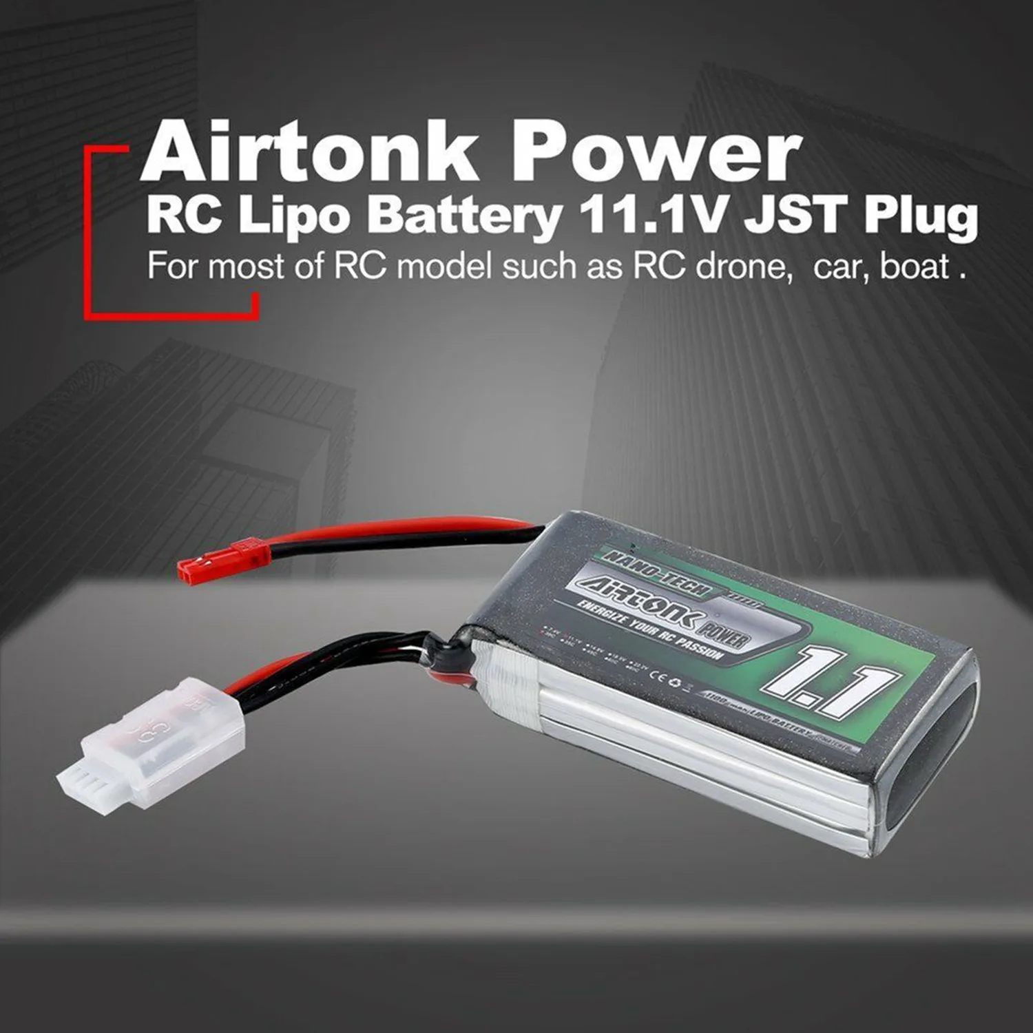 Airtonk power 11 1 V 1100 Mah 30C 3 S P Lipo батарея Jst разъем для радиоуправляемого дрона
