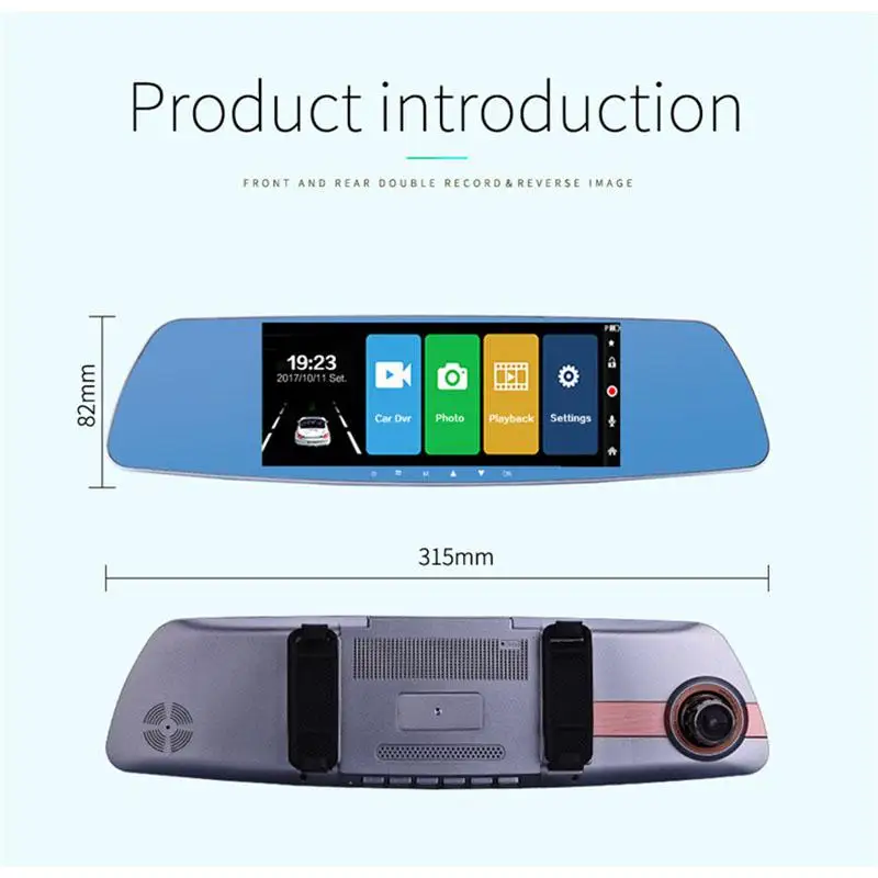 BEESCLOVER дюймов 7 сенсорный экран автомобиля dvr двойной объектив камера зеркало