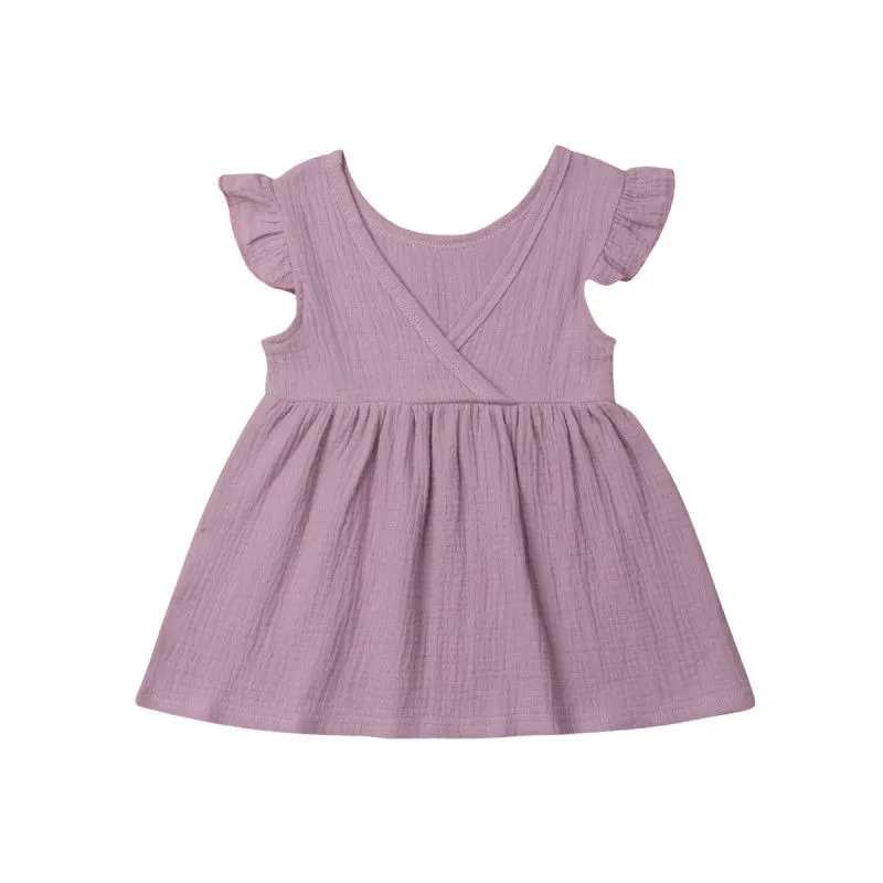 Fashion Toddler Kids Baby Girl Casual Dress Sleeveless Solid Color Party Sundress O-Neck Family Clothes Cotton Hot Sale | Детская одежда