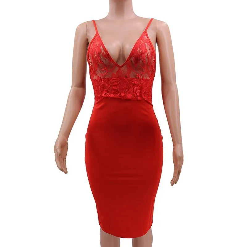 Женское кружевное платье на бретельках с открытой спиной облегающее миди