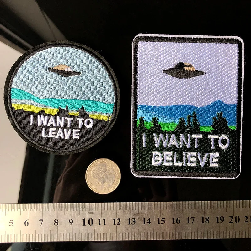 Высокое качество круглый квадратный UFO вышитые патчи железа на одежду DIY