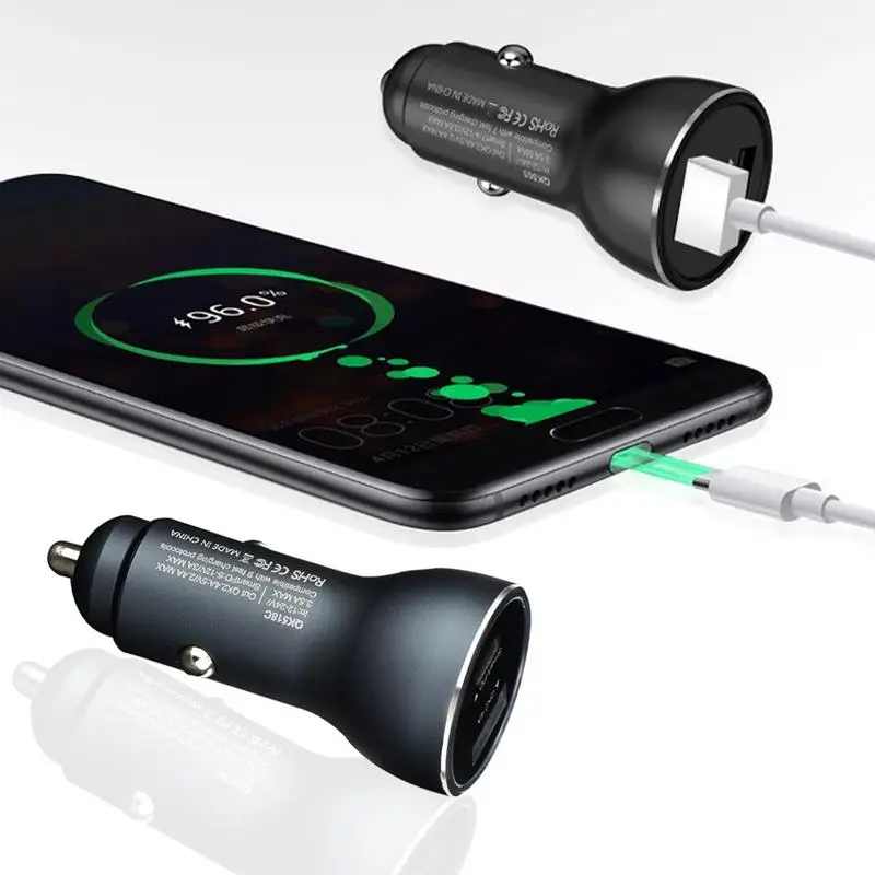 New Car Charger with Colored Lights for HUAWEI P20 Fast Charging OPPO VOOC Flash Dual Port USB Vehicle | Автомобили и мотоциклы