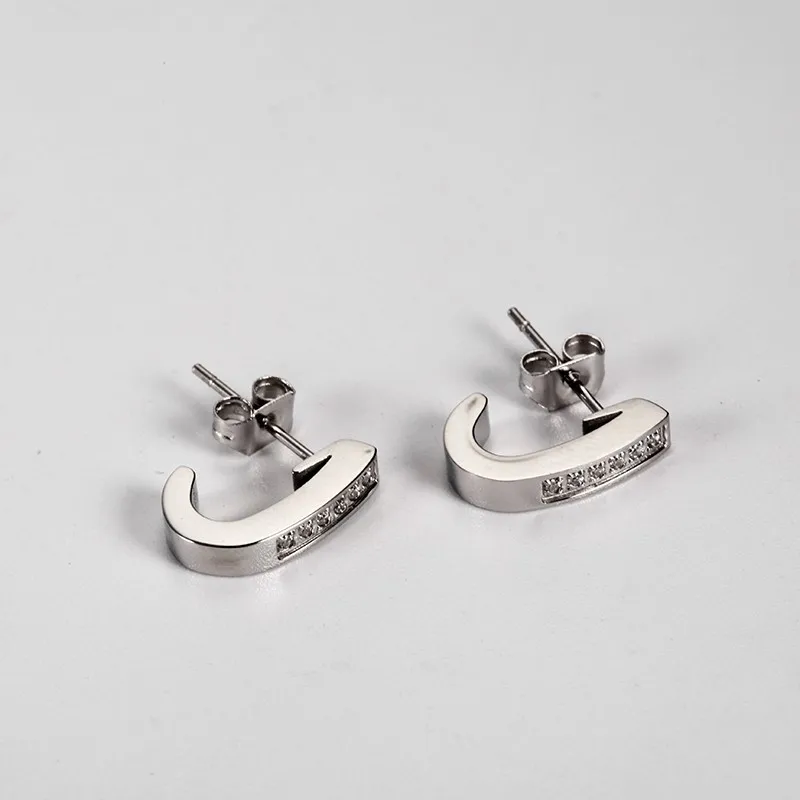 RIR Французские ювелирные изделия для рыбалки с серебряной надписью J Shaped CZ камень