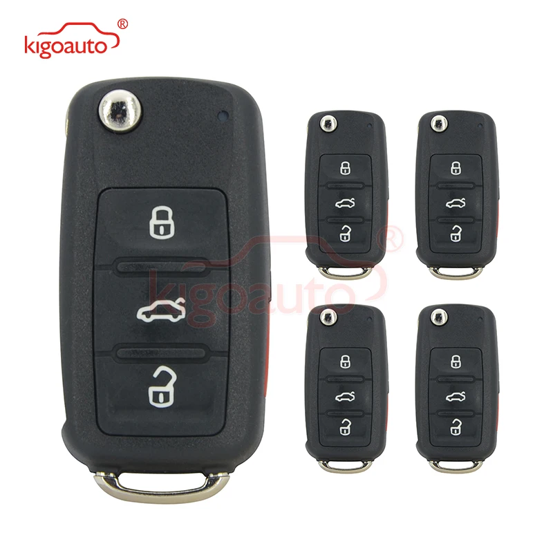 Kigoauto 5 шт. NBG010180T 3 кнопки с пустой лезвием для VW Beetle Passat Jetta 2014 раскладной чехол