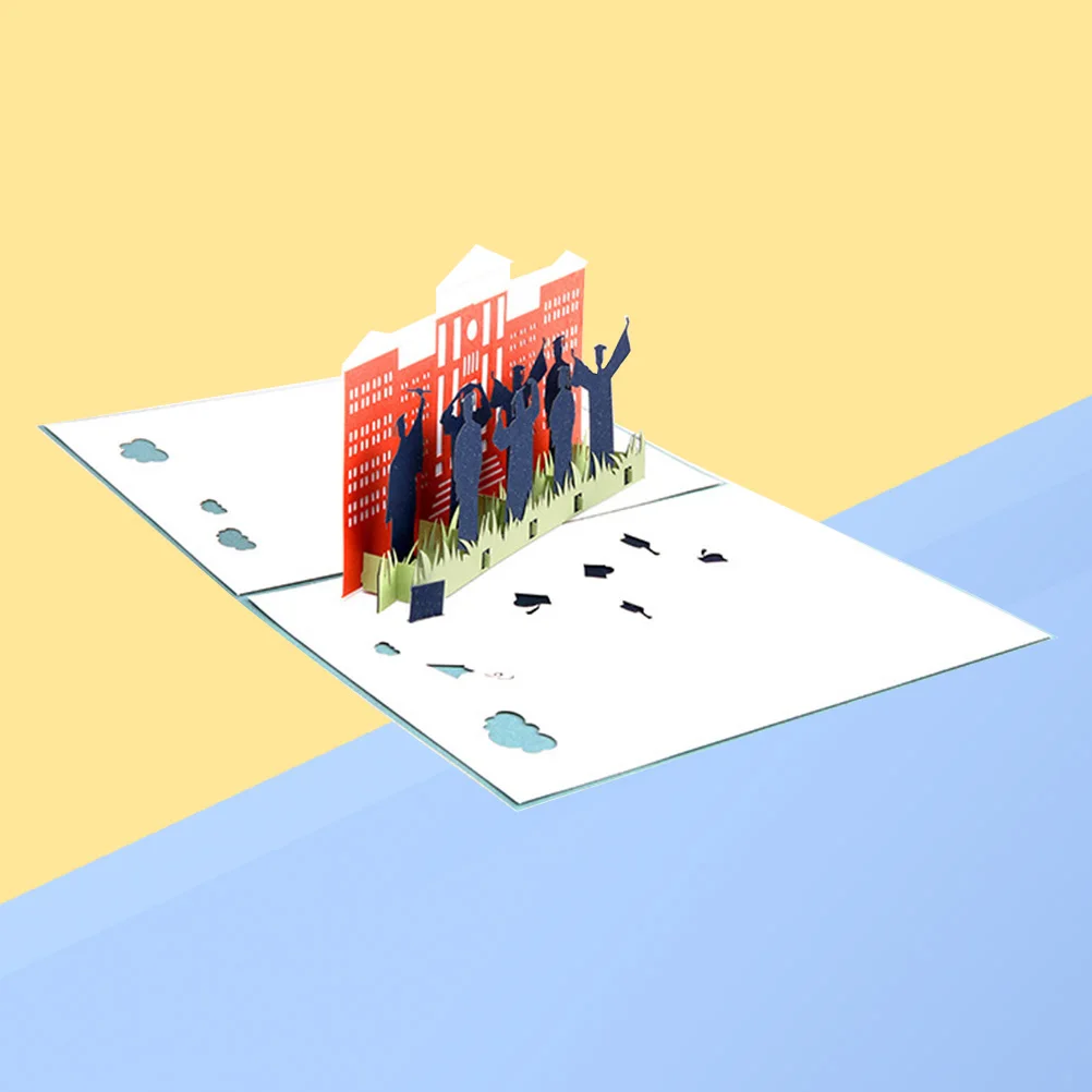 3D всплывающие поздравительные открытки со школьным зданием и церемонией