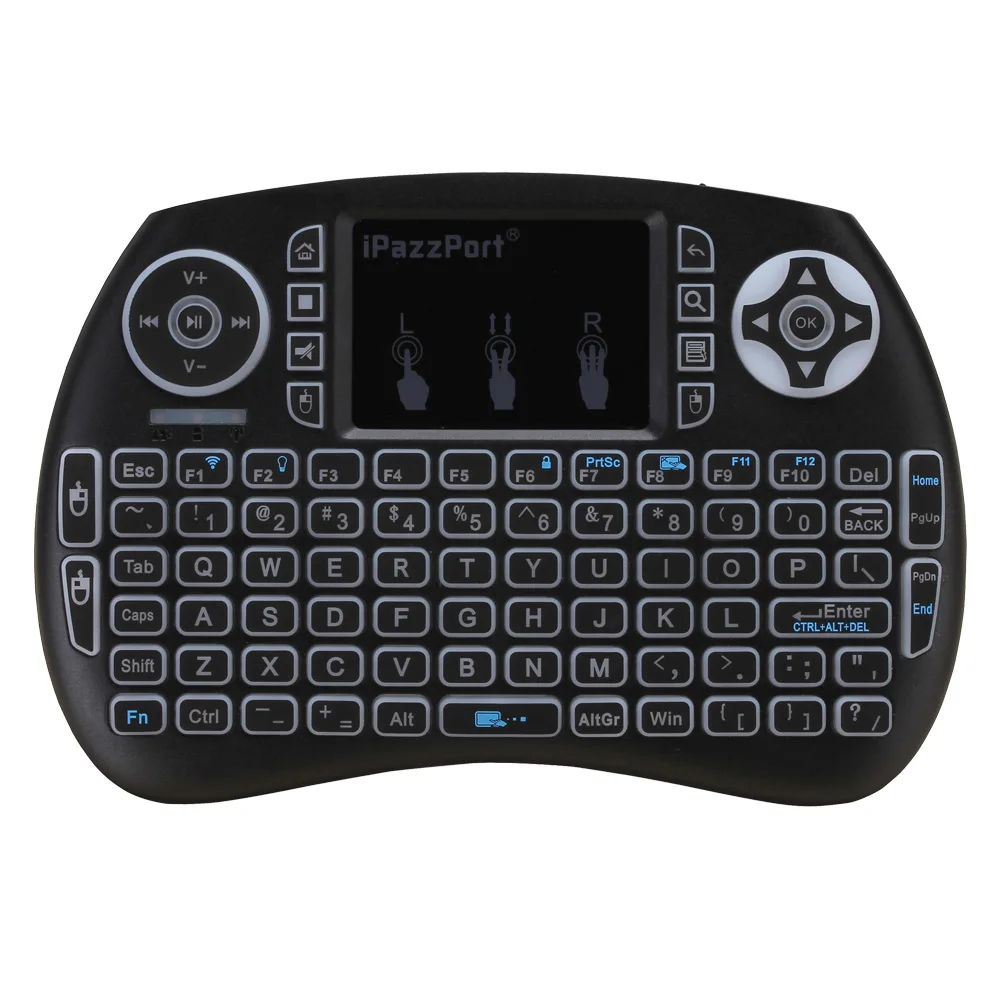 IPazzPort KP 810 21SDL 3 цветная подсветка Беспроводная мини клавиатура и мышь тачпад для