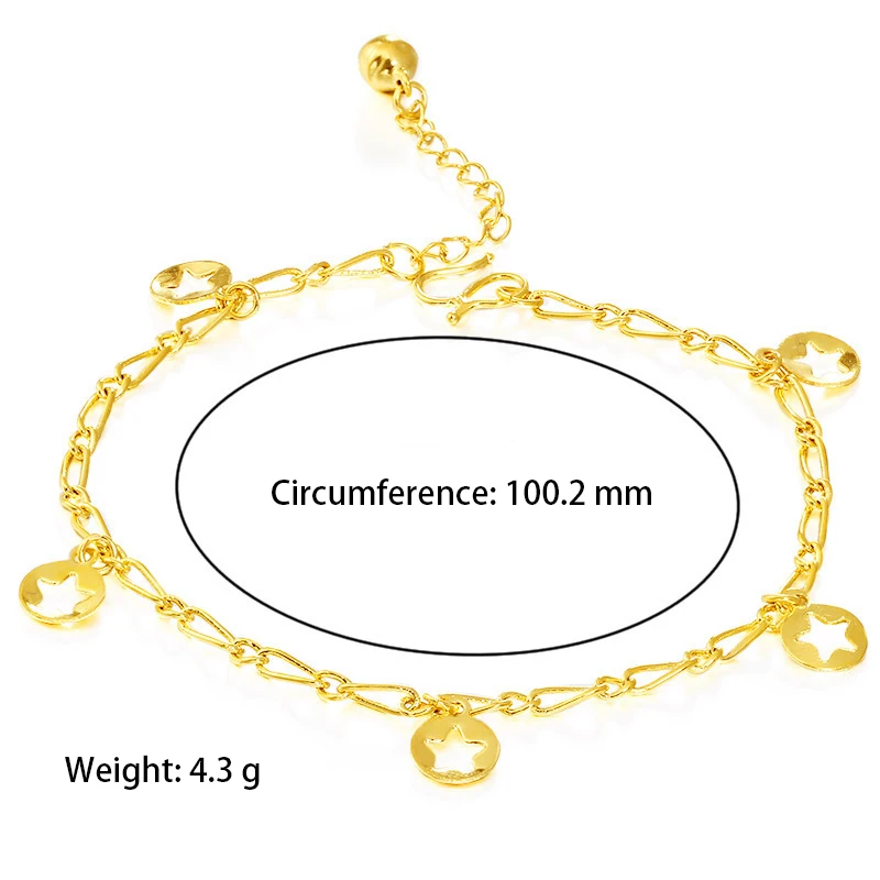 Вьетнамские аллювиальные золотые браслеты на щиколотку для женщин сохраняющие