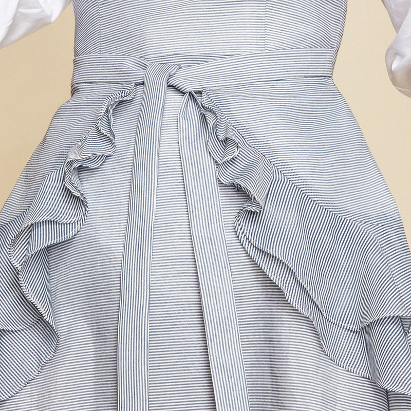 Платье TWOTWINSTYLE с оборками в полоску на лето|Женские платья| |