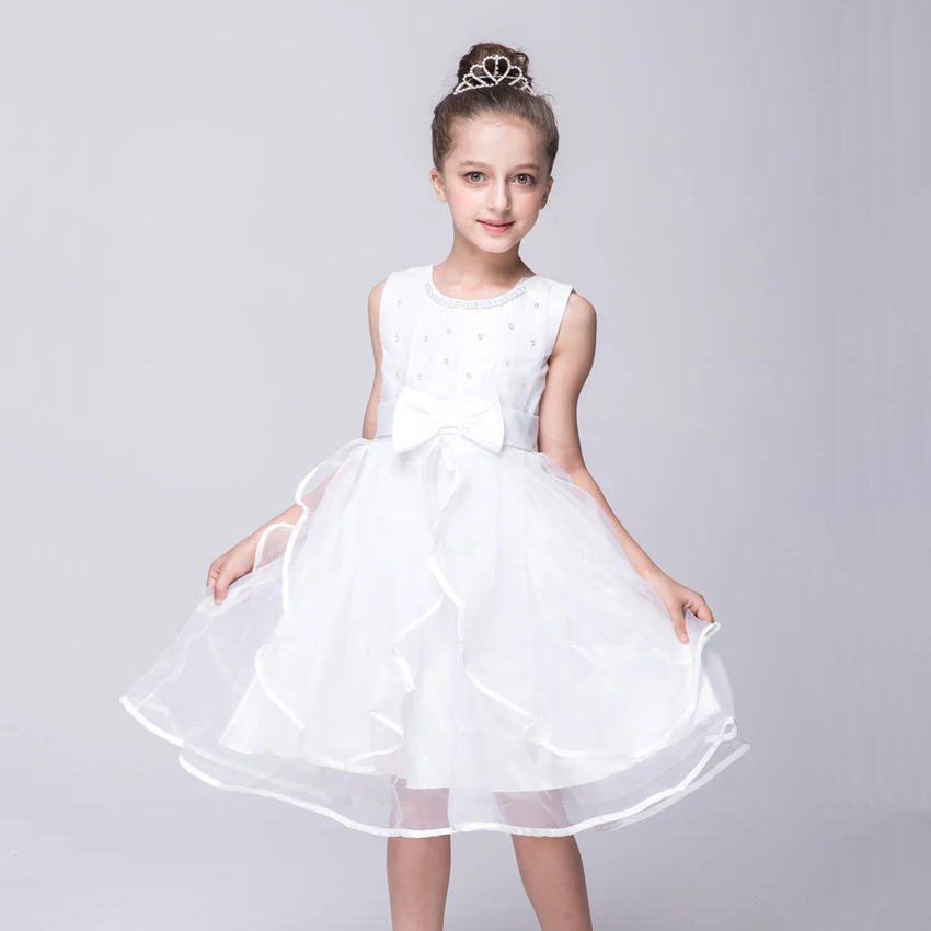 Beading Sleeveless Dresses for Girls Wedding Birthday Party Ruffles Evening Girl Costume Princess Dress | Детская одежда и обувь